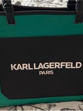 Karl Lagerfeld Black and Gray Signature Interior Tote